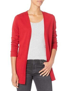 Amazon Essentials Women's Red Long Sleeve Open Front Cardigan Sweaters